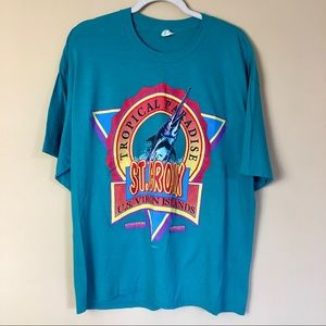 Vintage 90's Tourist Tee St. Croix Virgin Islands Marlin Fish